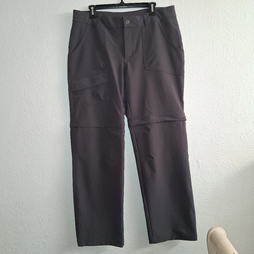 Columbia Womens 16 R Stretch Convertible Hiking Pants Zip-Off Cargo Gray Gorp